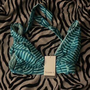 Vitamin A Teal Patterned Bikini Top